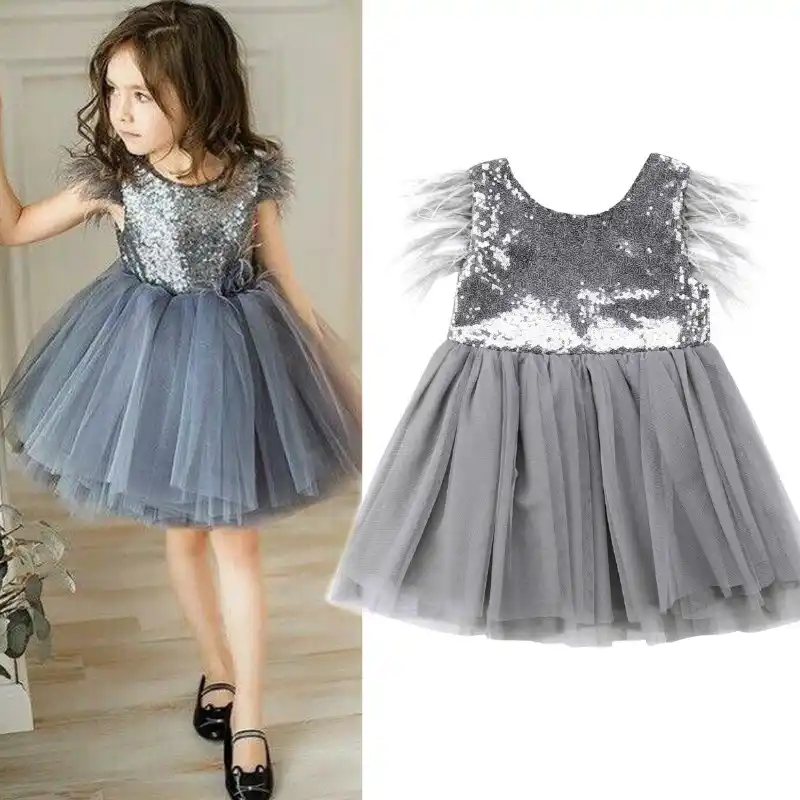 Imcute Little Girls Kids Sleeveless Sequin Princess Tutu Tulle Dress