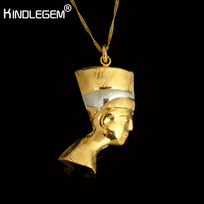 Detail Feedback Questions About Kindlegem Pure Gold Silver Color Kindlegem Pure Gold Silver Color Pharaoh Necklace Pendant Chian For Women Men Dubai Egyptian Jewelry Italy
