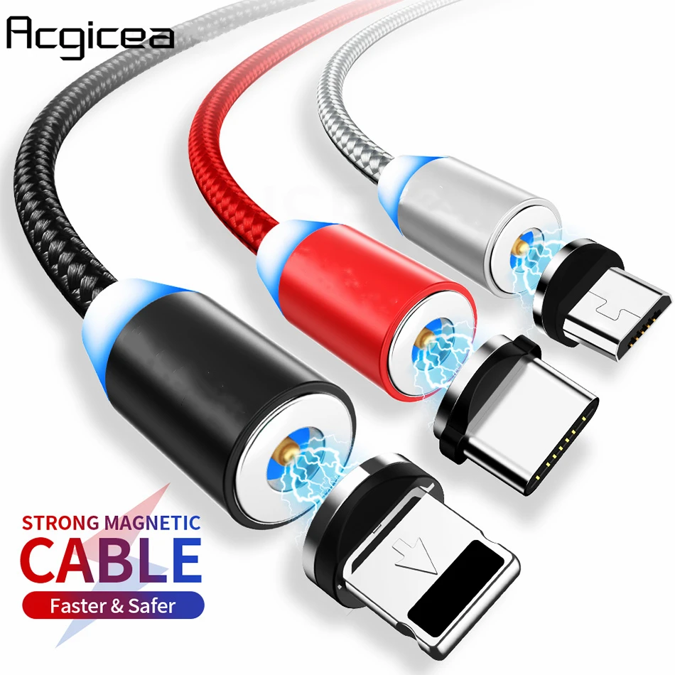 

Magnetic USB Cable Fast Charging Type USB C Cord Charger For Samsung S9 Micro USB For Xiaomi Phone Cable For iPhone XR X 8 iPad