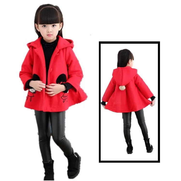 Детская шерстяная верхняя одежда для девочек уплотненный топ для маленькой девочки осенне-зимняя одежда шерстяное пальто