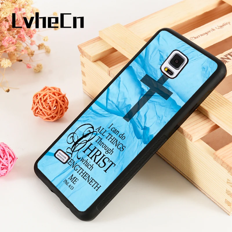 

LvheCn S3 S4 S5 Phone Cover Cases For Samsung Galaxy S6 S7 S8 S9 egde plus Note 4 5 8 9 Cross Christian Bible Verse Faith Quote