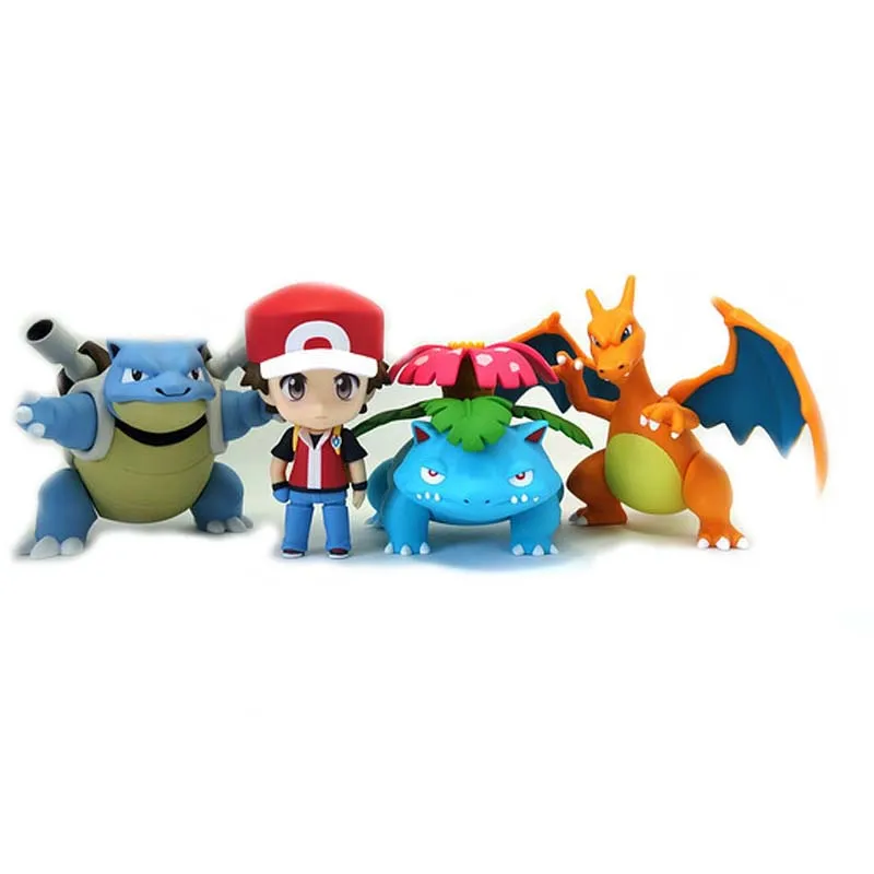 

Nendoroid Trainer Red Champion Ver Ash Ketchum Charizard Venusaur Blastoise 4 in 1 set Cute BJD Figure Model Toys