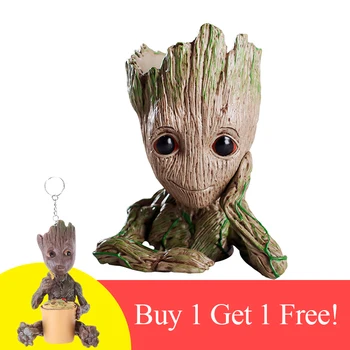 

Creative PVC Baby Flowerpot Cute Action Figures Model Toy Pen Pot Holder Hero Model Vessel Gifts for Kids+Keychain Pendant Doll