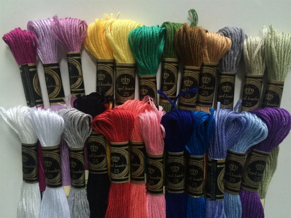 24Skeins 8.7 Yard Multi color Cotton Cross Stitch Floss Embroidery