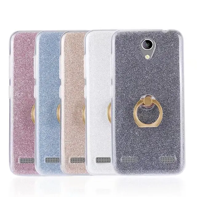 For ZTE A520 Case Flash powder 3D Relief Silicone Soft A521 A602 cases TPU With Ring Phone Bag |