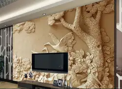 Тиснением птица дерево цветочная роспись для жизни комнатное домашнее настенное Декор wallpaper-3d-for-walls папье peint росписи 3d пользовательские