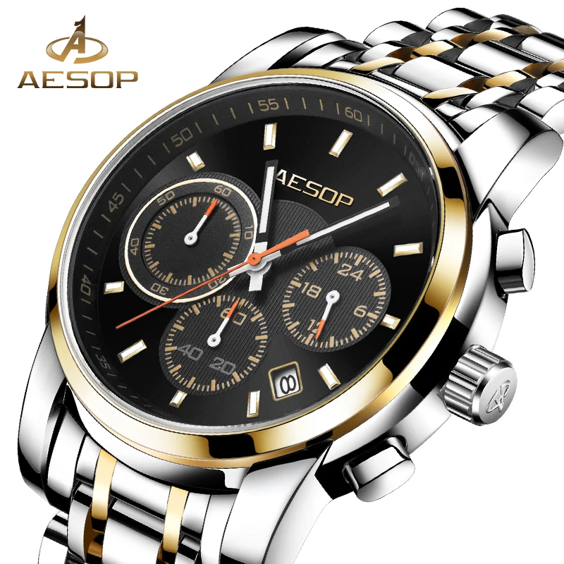 Фото AESOP модные мужские часы Мужские кварцевые наручные Водонепроницаемый из