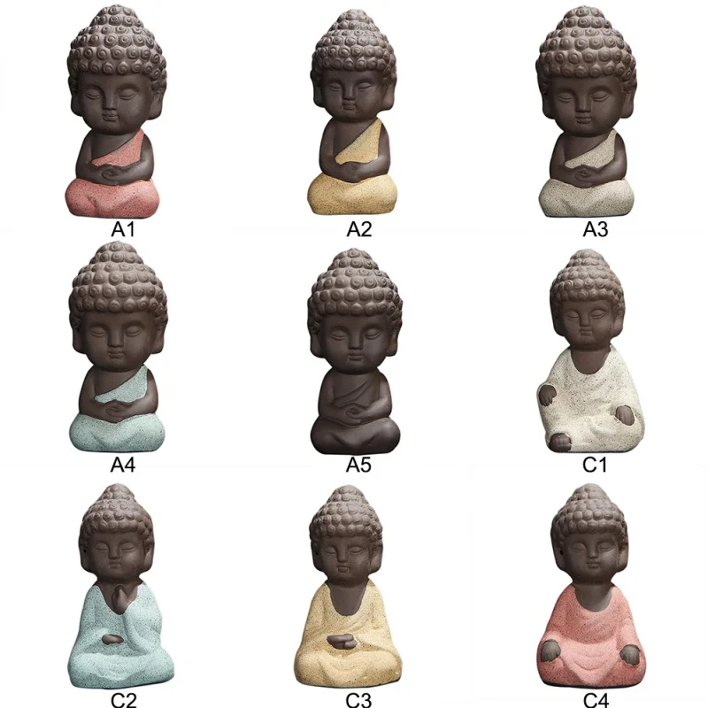 

9*5CM Buddhism Litlle Meditation Monk Small Statues Miniature Craft Buddha Statues Clay Mini Buddhism Zen Monks