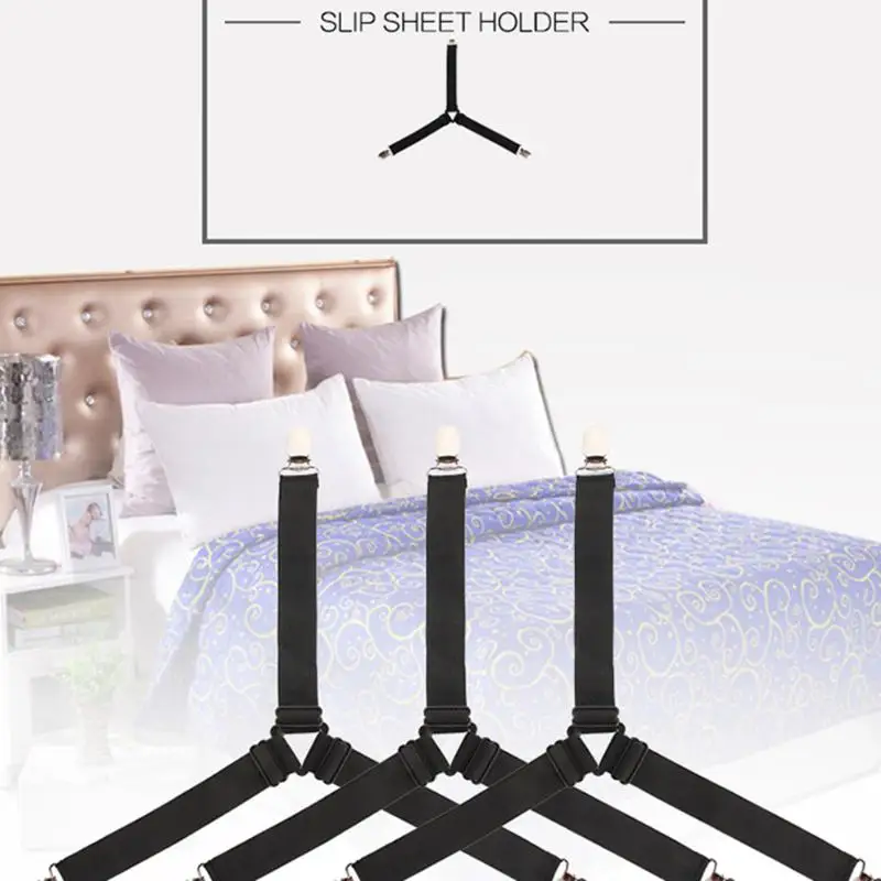 

4PCS/Lot Bed Sheet Belt Clamp Clips Elastic Cover Grippers Holder Mattress Duvet Blanket Clamps Fastener for Bed Sheet Belt