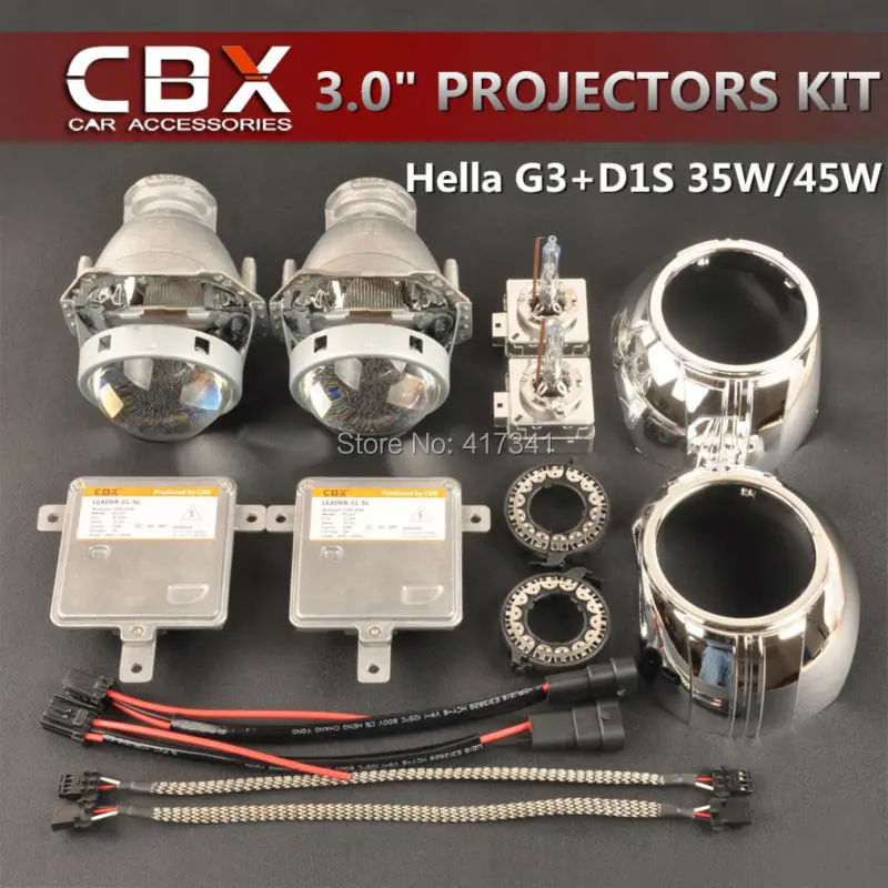 

Car Light Modified HL G3 HID Bixenon Projector Lens + High Bright D1S HID Ballast 35W to 45W + D1S 5500K Lamp + 3 Inches Mask