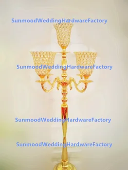 

new style tall and large 5 Arms Crystal Candelabra Wedding Table Centerpieces