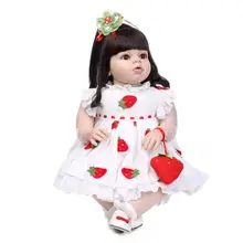 70CM large size silicone reborn baby dolls lovely princess girl dolls long brown hair children toys Mannequins