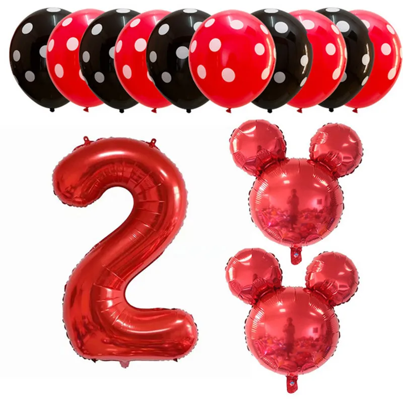 

1set mickey minnie mouse foil balloons kids birthday 1st 2st 30inch number globos baby shower birthday party decoration supplies