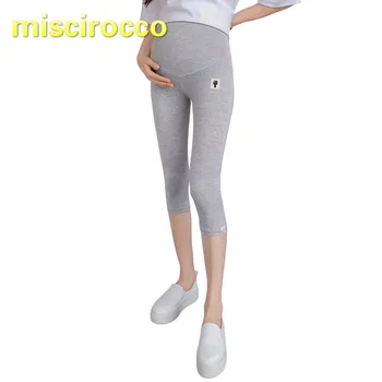 

Pregnant women summer leggings modal black cropped trousers maternity