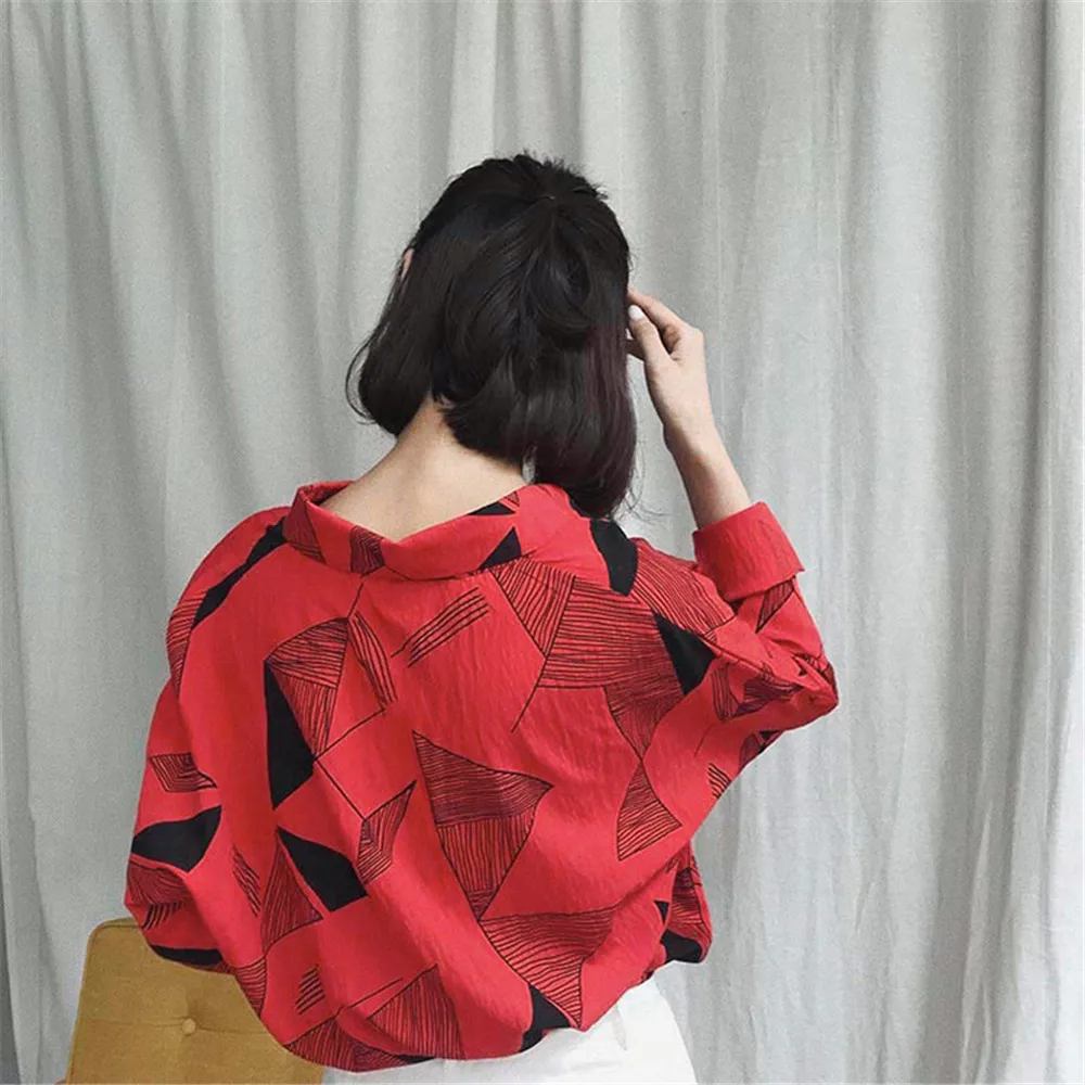Autumn Geometric Women Blouse 2018 Long Sleeve Office Blouse for Women Casual Working Shirt 120CM Chest Match All Occasion (7)