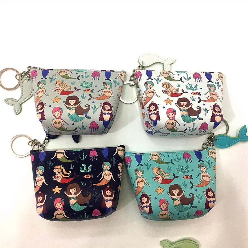 M189 Sea World Mermaid Pu Leather Coin Purse Card Keychain Bag Women&#39;s Bag Wholesale on ...