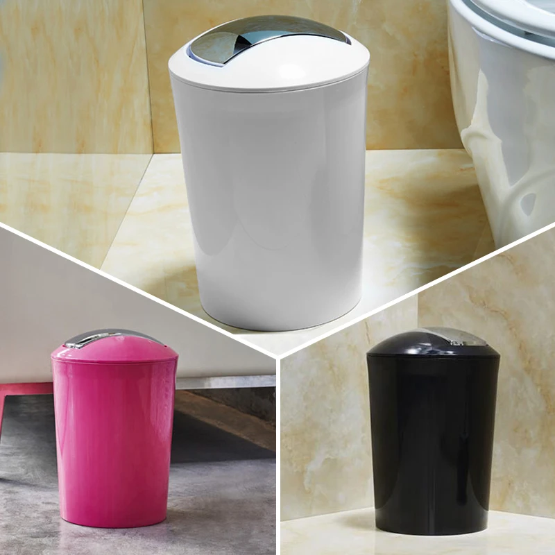 Bathroom Kitchen Garbage Bin Dustbin Trash Can Lid Cosmetic Bin Wastebasketgarbage bintrash