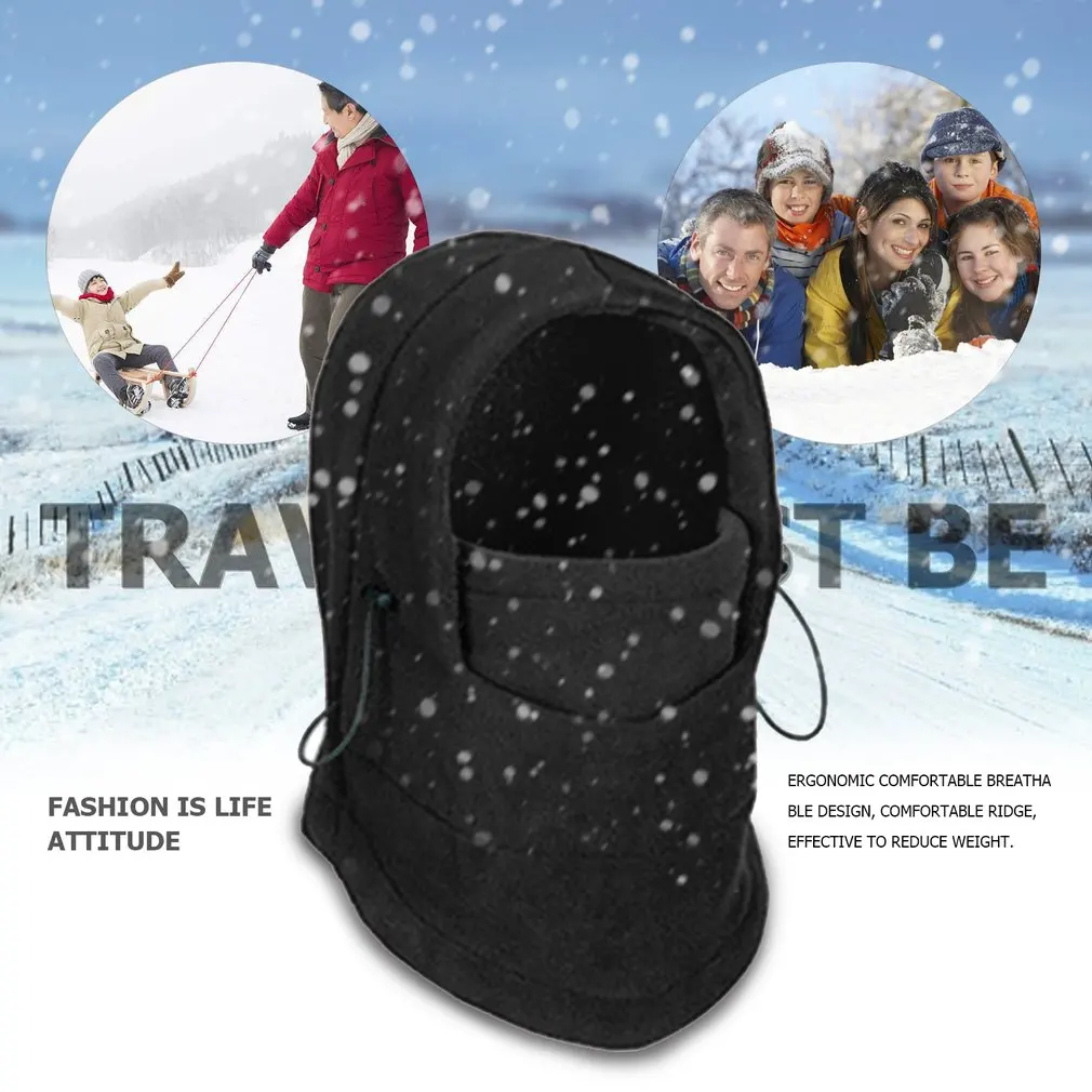 

Thermal Fleece Balaclava Hat Hooded Neck Warmer Winter Sports Face Mask for Men Bike Helmet Beanies Masked cap