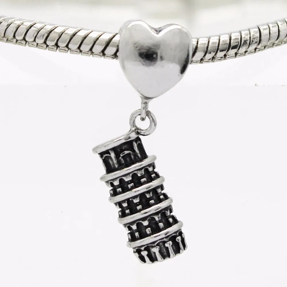 Слайд шарм Новая мода ювелирные изделия Пизанская башня, Италия талисман Подвеска Шарм Бусины fit Pandora браслет A-1