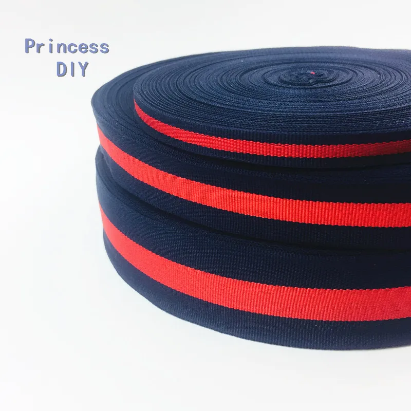 

5 Meters/Lot 10 25 40mm Woven Grosgrain Ribbon Polyester Navy Red Navy Ribbon Stripe Webbing DIY Bag Shoes Hat Garment Accessory