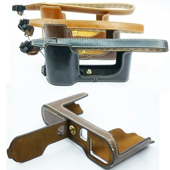 

PU Leather Camera Bottom Case Half Body Set Cover for Leica T type 701 leica T701 camera case leather bag hand Strap