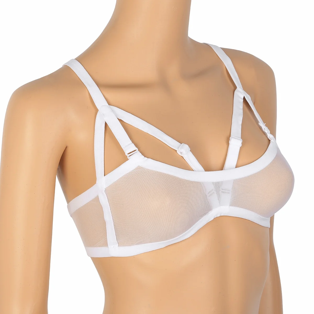 Women Hot Sexy Lingerie Soft Mesh See Through Adjustable Spaghetti Straps Wire-free No Pad Bra Top Ladies Intimates Bralette |