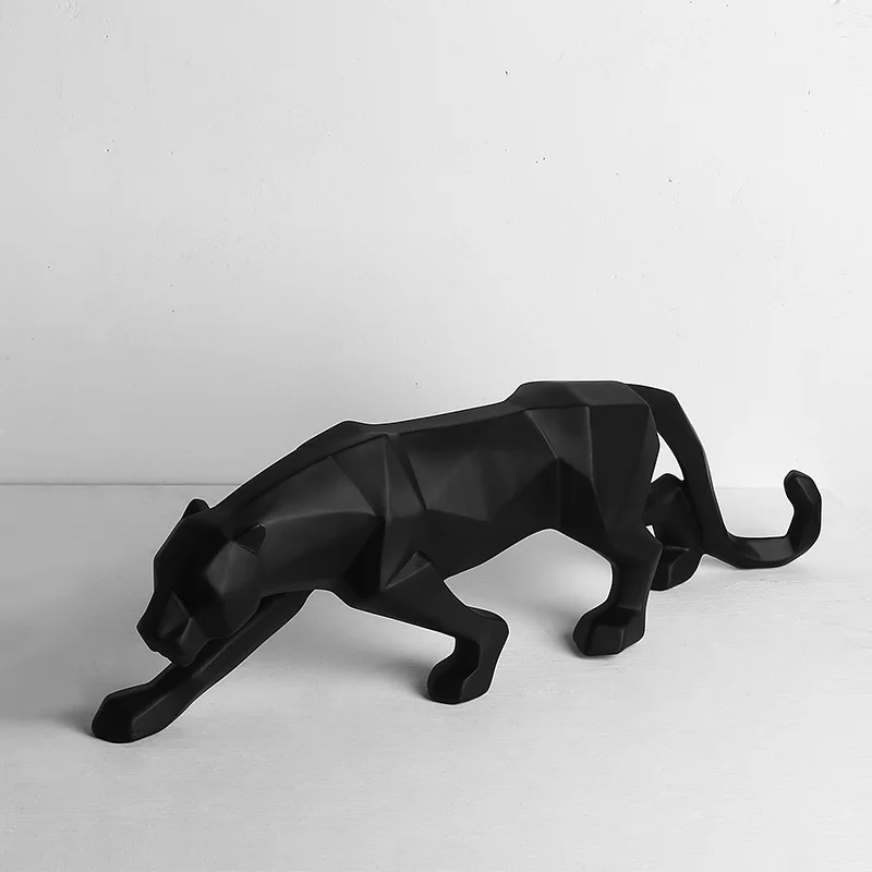Buy Modern Abstract Black Panther Sculpture Geometric Resin Leopard Statue Wildlife Decor Gift Craft Ornament Accessories Furnishing