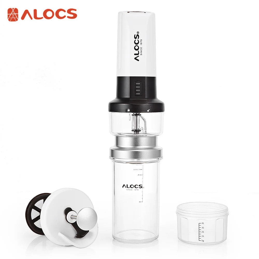 

ALOCS KW - K25 Portable Electric Coffee Grinder Mill Maker French Press Kettle Grinder with 6 LED Camping Camp Outdoor Tableware
