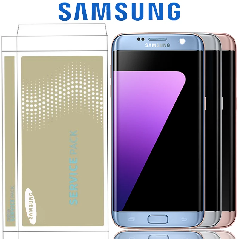 ЖК-дисплей Burn-Shadow 5 дюйма для Samsung Galaxy S7 Edge дисплей с рамкой G935F G935FD дигитайзер