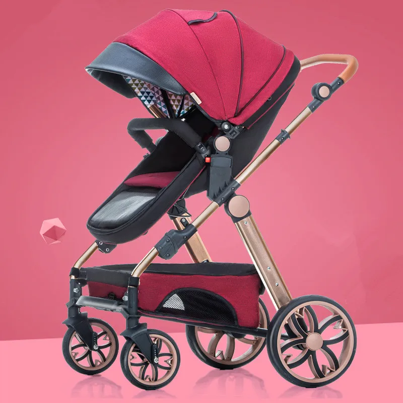 Высокая пейзажная легкая Роскошная детская коляска 3 в 1 многофункциональная Складная портативная коляска Горячая мама розовая коляска