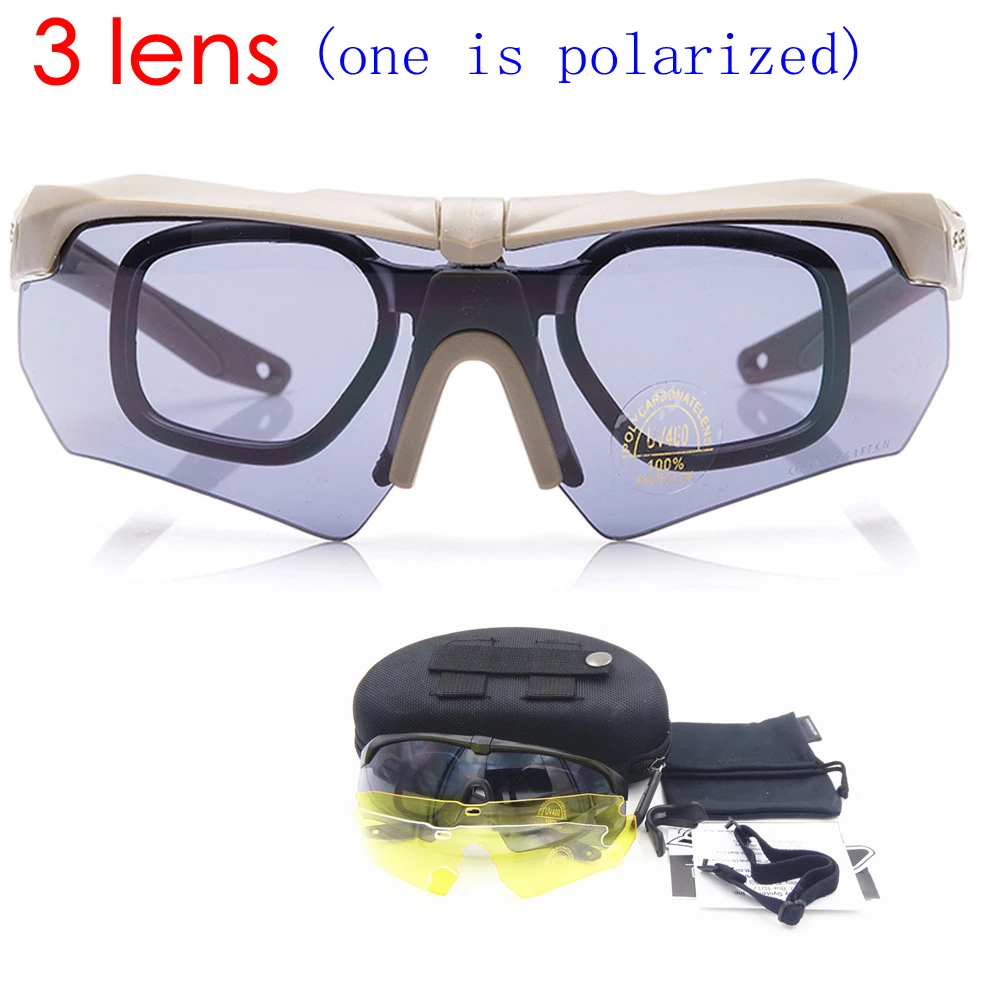 Поляризационные военные очки TR90, 3/5 линзы, Баллистические военные спортивные мужские солнцезащитные очки, армейские пуленепробиваемые очки, солнцезащитные очки для стрельбы - Цвет: 6a