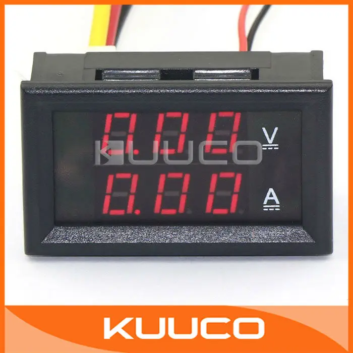 5pcs 2 In 1 Digital Thermometer Voltmeter 12V 24V Dual LED Red Blue Car Volt