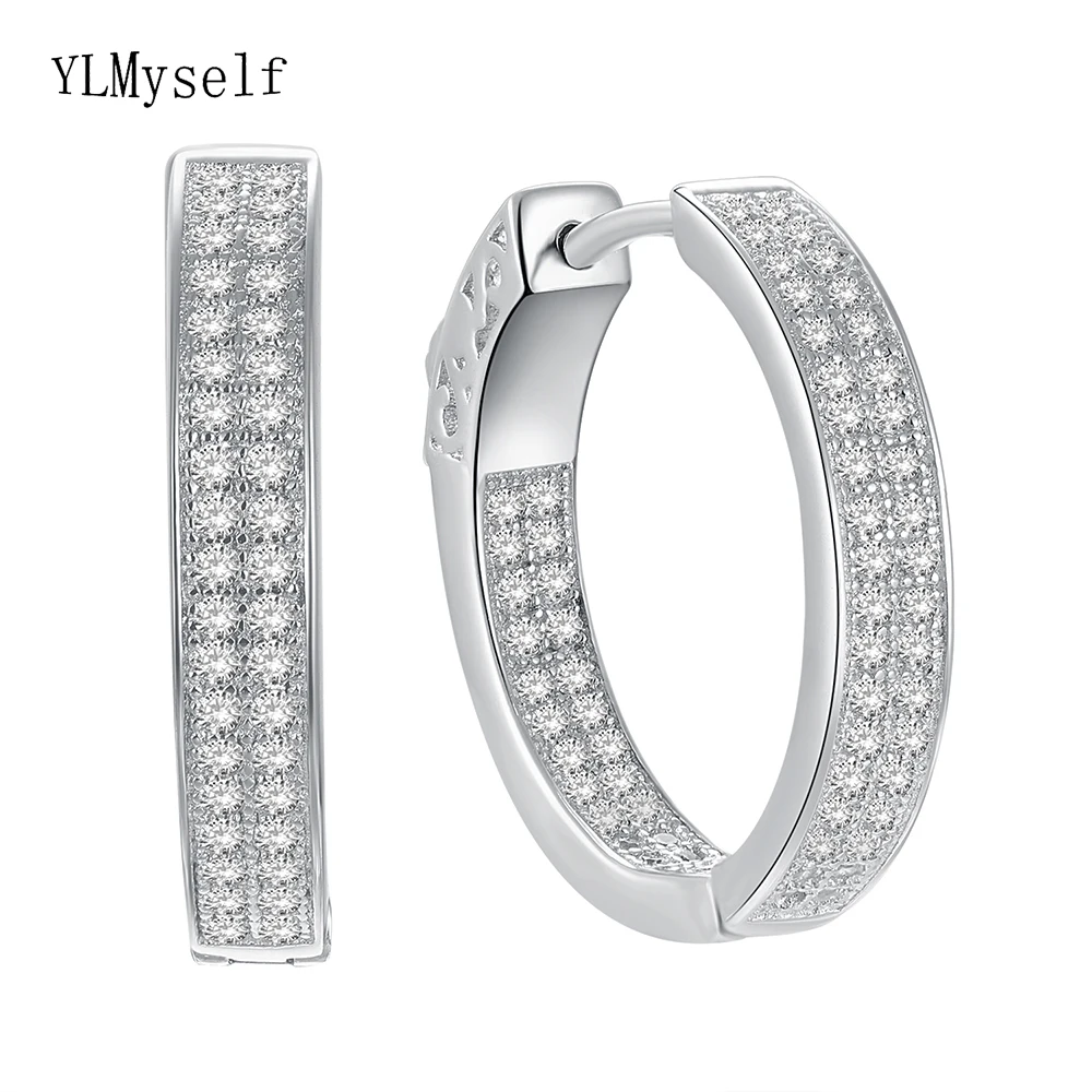 

19MM Diameter of Real 925 Sterling Silver Hoop Earrings Attractive Elegant Jewelry White Gold Plated Small Fine Earring