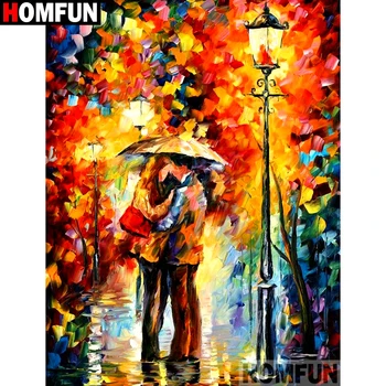 

HOMFUN Full Square/Round Drill 5D DIY Diamond Painting "Couple scenery" Embroidery Cross Stitch 3D Home Decor Gift A11203