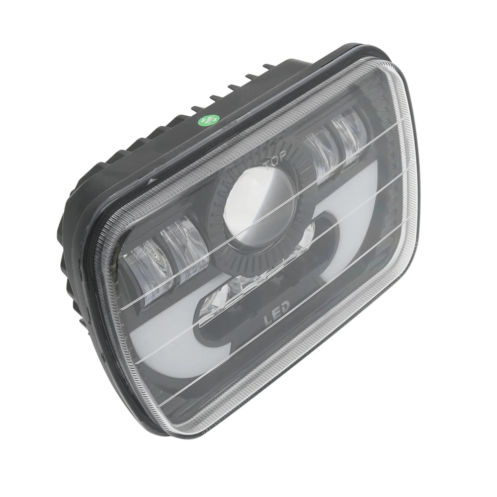 2pcs 5x7 7x6 Inch Angel Eyes DRL H4 LED Square Headlight For Jeep Wrangler YJ Cherokee XJ Led Rectangle Headlamp Hi  Lo Beam (17)
