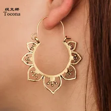 Tocona винтажные античные золотые серебряное пустое сердце серьги-кольца этнические пирсинг в стиле панк серьги Brincos для женщин ювелирные изделия 6720