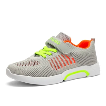 

2018 New Boys Shoes Hollow Out Stripes Summer Breathable Kids Running Shoes Children's Outdoor Sport Shoes Flyknit Lightweight