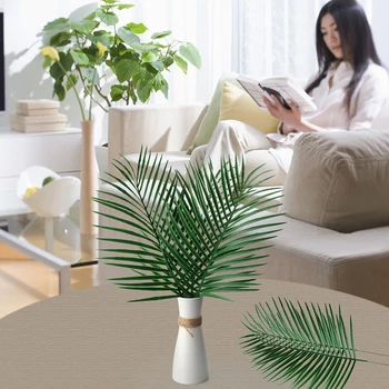 

8pcs/set Artificial Palm Leaves Stems Faux Tropical Palm Tree Leaves Simulation Green Plants for Home Garden Decoration