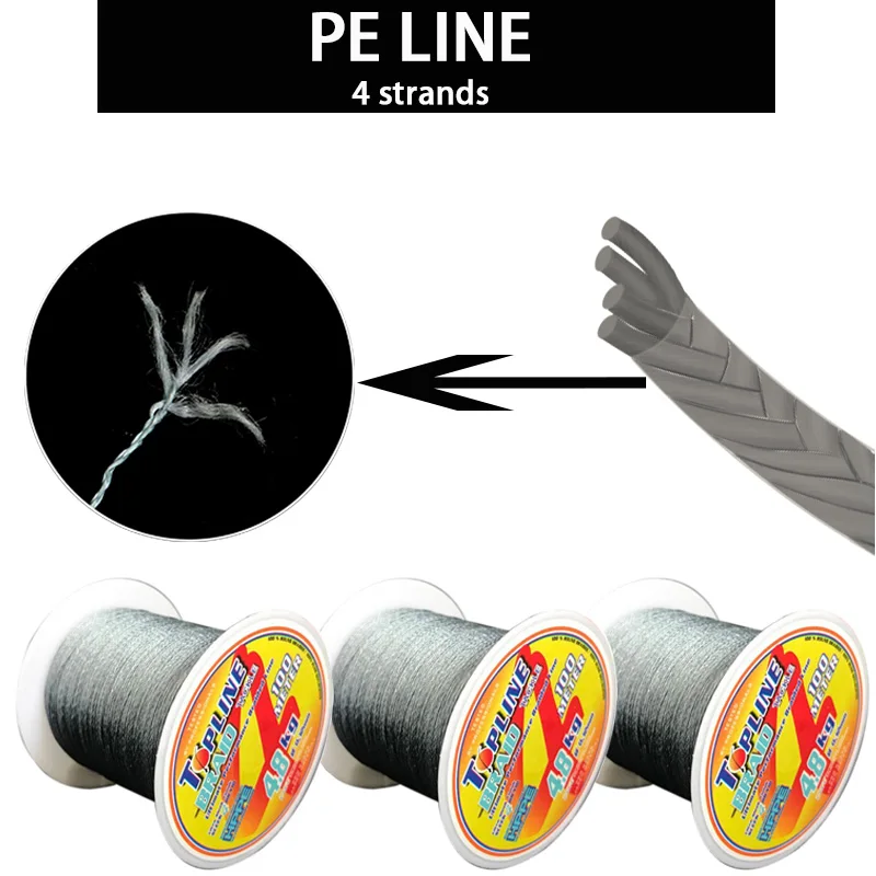 Topline рыболовная леска многонитевая 4 жильная 100 м желтая плетеная