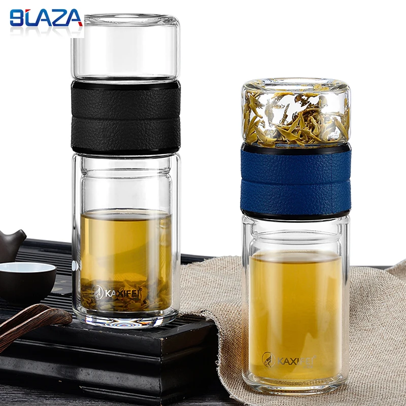 

Big Capacity 500ML Glass Water Bottle With Stianless Steel Tea Infuser Tea Maker Bottle Glass