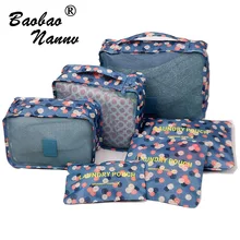 6 шт./компл. нейлон Упаковка Кубики Чемодан дорожная сумка, с цветочным принтом, в горошек, большой Ёмкость сумок унисекс сумка для организации и сортировки одежды