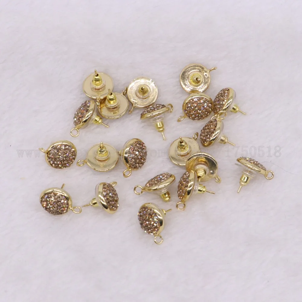 10 пар, круглые серьги-гвоздики, ювелирное изделие, 12 мм, золотые бусины ручной работы, драгоценные камни, модные ювелирные изделия, серьги-гвоздики 2850