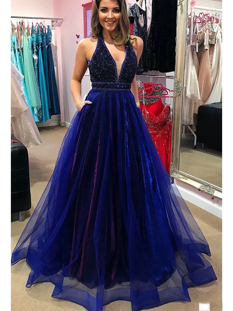 a line tulle prom dresses