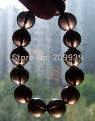 

N948 15mm NATURAL Clear SMOKY QUARTZ (A0427),Crystal Bracelet -Bride jewelry free shipping