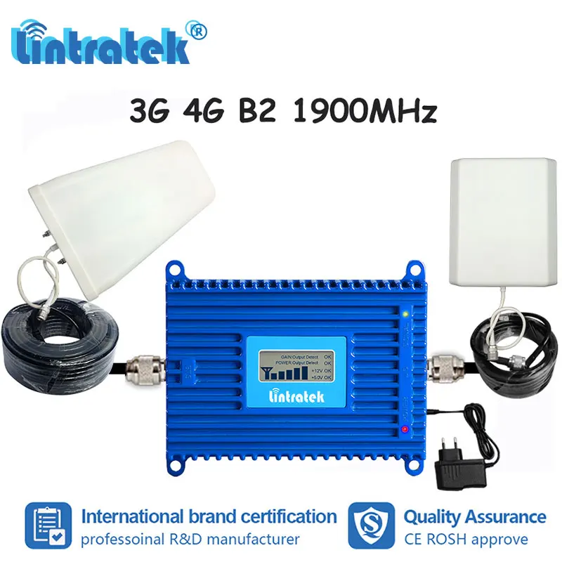 

Lintratek 70dB High Gain B2 3G 4G 1900MHz Celular Signal Repeater UMTS LTE 1900 Signal Booster Amplifier Repetidor Kit S8+1