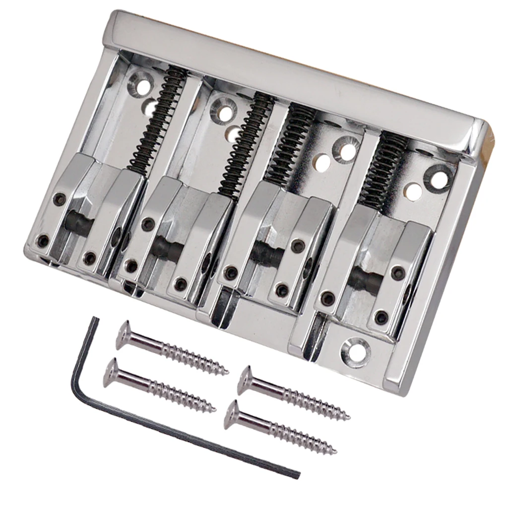 Durable 1 Set 4-string Electric Bass High-End Roller Saddles Bridge Tailpieces Silver Guitar Accessory