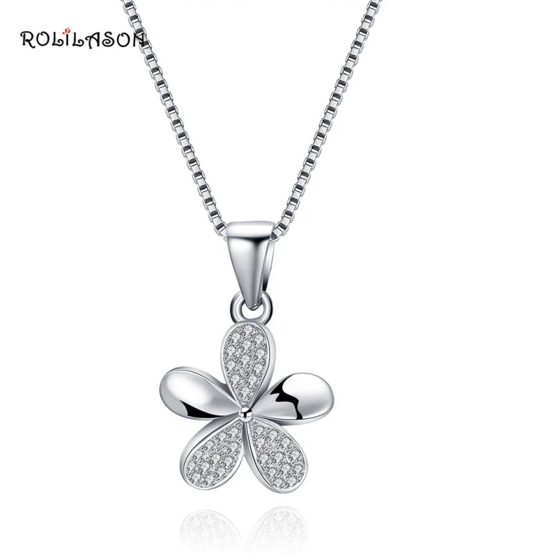 

3.5g925 sterling silver flower crystal necklace pendant anniversary gift SP61