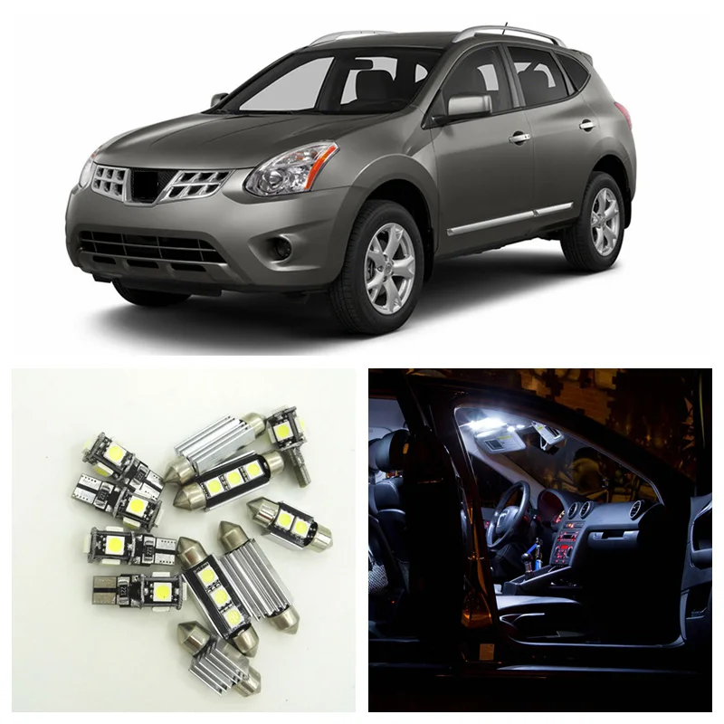 

8pcs White LED Light Bulbs Interior Package Kit For 2008-2013 Nissan Rogue Map Dome Trunk License Plate Lamp Nissan-B-04