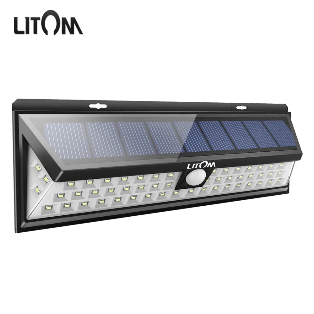 

LITOM 54 LED Solar Wall Light Lamp Outdoor Garden Super Bright Wide Angle Security Lights Waterproof Luz Solar Led Para Exterior