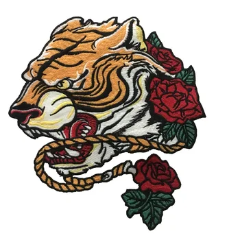 

2pcs/lot Flower with Tiger Patches Sew on Applique Embroidered Patch for Clothes T-shirt DIY Decoration Christmat Accessories